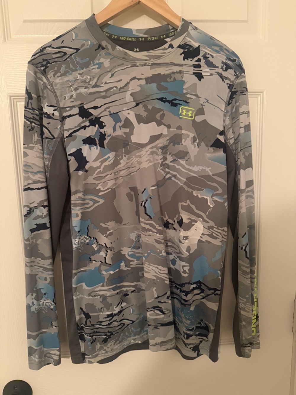 Under Armour Grey & Blue Camo Long Sleeve Performance Top